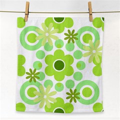 Flowers Pearls And Donuts Green Spearmint Green White Face Towel by Mazipoodles