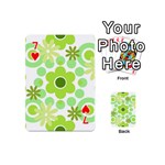 Flowers Pearls And Donuts Green Spearmint Green White Playing Cards 54 Designs (Mini) Front - Heart7