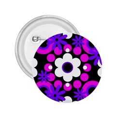 Flowers Pearls And Donuts Purple Hot Pink White Black  2 25  Buttons by Mazipoodles