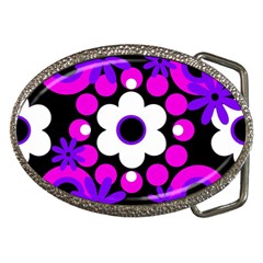 Flowers Pearls And Donuts Purple Hot Pink White Black  Belt Buckles by Mazipoodles