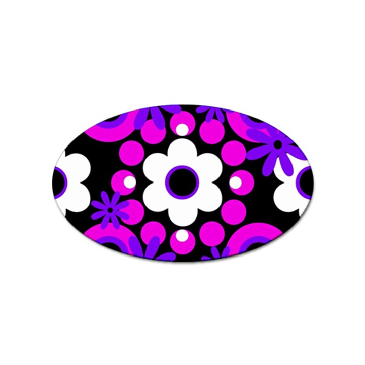 Flowers Pearls And Donuts Purple Hot Pink White Black  Sticker Oval (10 pack)