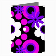 Flowers Pearls And Donuts Purple Hot Pink White Black  Greeting Cards (pkg Of 8) by Mazipoodles