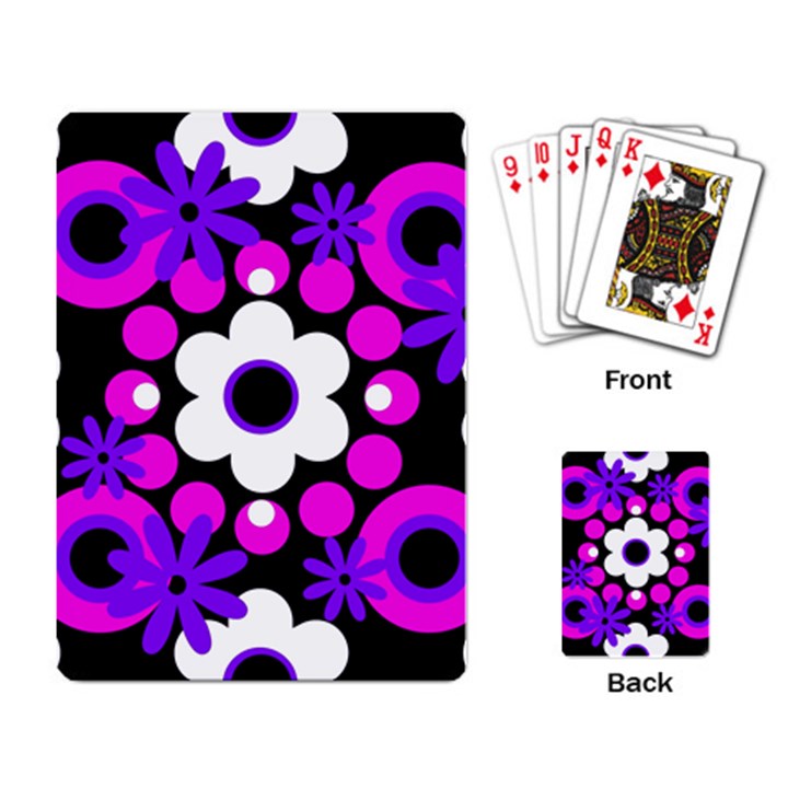 Flowers Pearls And Donuts Purple Hot Pink White Black  Playing Cards Single Design (Rectangle)