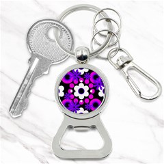 Flowers Pearls And Donuts Purple Hot Pink White Black  Bottle Opener Key Chain by Mazipoodles