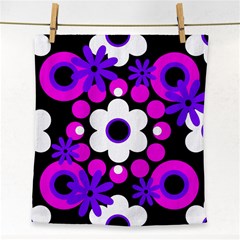 Flowers Pearls And Donuts Purple Hot Pink White Black  Face Towel by Mazipoodles