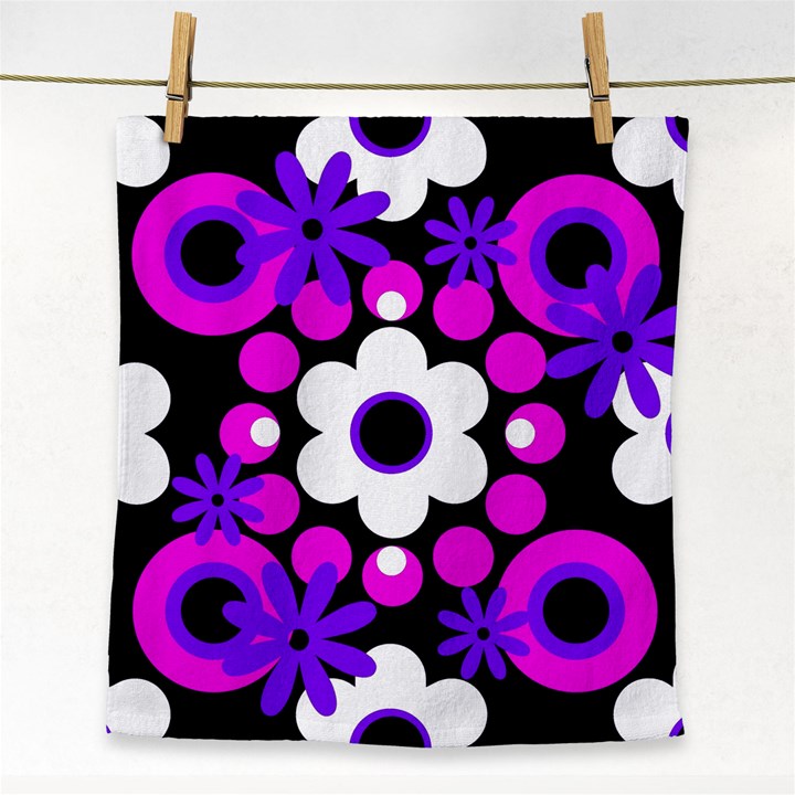 Flowers Pearls And Donuts Purple Hot Pink White Black  Face Towel