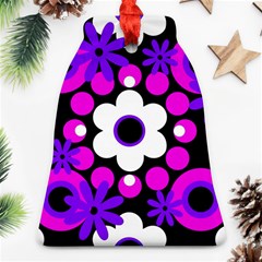 Flowers Pearls And Donuts Purple Hot Pink White Black  Bell Ornament (two Sides) by Mazipoodles