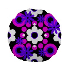 Flowers Pearls And Donuts Purple Hot Pink White Black  Standard 15  Premium Flano Round Cushions by Mazipoodles