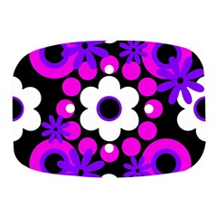 Flowers Pearls And Donuts Purple Hot Pink White Black  Mini Square Pill Box by Mazipoodles