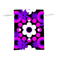 Flowers Pearls And Donuts Purple Hot Pink White Black  Lightweight Drawstring Pouch (s) by Mazipoodles