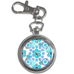 Flowers Pearls And Donuts Pastel Teal Periwinkle Teal White  Key Chain Watches Front