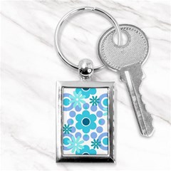 Flowers Pearls And Donuts Pastel Teal Periwinkle Teal White  Key Chain (rectangle) by Mazipoodles