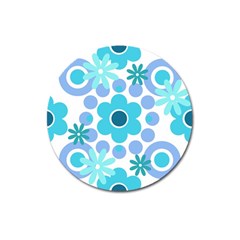 Flowers Pearls And Donuts Pastel Teal Periwinkle Teal White  Magnet 3  (round) by Mazipoodles