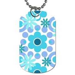 Flowers Pearls And Donuts Pastel Teal Periwinkle Teal White  Dog Tag (two Sides) by Mazipoodles