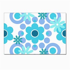 Flowers Pearls And Donuts Pastel Teal Periwinkle Teal White  Postcards 5  X 7  (pkg Of 10) by Mazipoodles