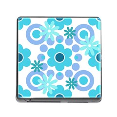 Flowers Pearls And Donuts Pastel Teal Periwinkle Teal White  Memory Card Reader (square 5 Slot) by Mazipoodles