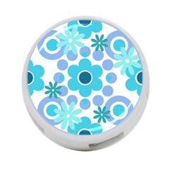 Flowers Pearls And Donuts Pastel Teal Periwinkle Teal White  4-port Usb Hub (one Side) by Mazipoodles