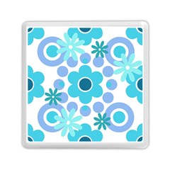 Flowers Pearls And Donuts Pastel Teal Periwinkle Teal White  Memory Card Reader (square) by Mazipoodles