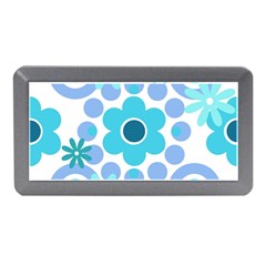 Flowers Pearls And Donuts Pastel Teal Periwinkle Teal White  Memory Card Reader (mini) by Mazipoodles