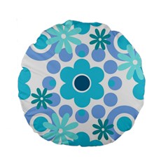 Flowers Pearls And Donuts Pastel Teal Periwinkle Teal White  Standard 15  Premium Round Cushions by Mazipoodles