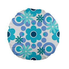 Flowers Pearls And Donuts Pastel Teal Periwinkle Teal White  Standard 15  Premium Flano Round Cushions by Mazipoodles