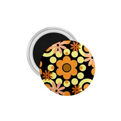 Flowers Pearls And Donuts Peach Yellow Orange Black 1 75  Magnets by Mazipoodles