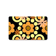 Flowers Pearls And Donuts Peach Yellow Orange Black Magnet (name Card)