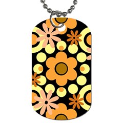 Flowers Pearls And Donuts Peach Yellow Orange Black Dog Tag (one Side) by Mazipoodles