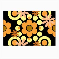 Flowers Pearls And Donuts Peach Yellow Orange Black Postcard 4 x 6  (pkg Of 10) by Mazipoodles