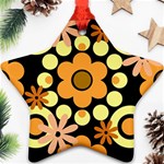 Flowers Pearls And Donuts Peach Yellow Orange Black Star Ornament (Two Sides) Front