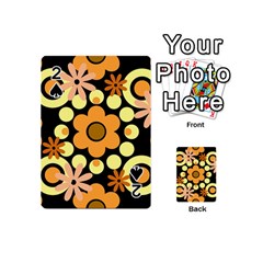 Flowers Pearls And Donuts Peach Yellow Orange Black Playing Cards 54 Designs (mini) by Mazipoodles