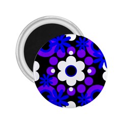 Flowers Pearls And Donuts Blue Purple White Black  2 25  Magnets by Mazipoodles