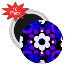 Flowers Pearls And Donuts Blue Purple White Black  2 25  Magnets (10 Pack)  by Mazipoodles