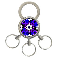 Flowers Pearls And Donuts Blue Purple White Black  3-ring Key Chain by Mazipoodles