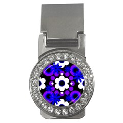 Flowers Pearls And Donuts Blue Purple White Black  Money Clips (cz)  by Mazipoodles