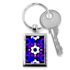 Flowers Pearls And Donuts Blue Purple White Black  Key Chain (rectangle) by Mazipoodles