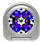 Flowers Pearls And Donuts Blue Purple White Black  Travel Alarm Clock Front