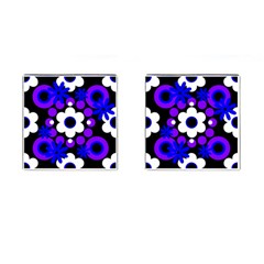 Flowers Pearls And Donuts Blue Purple White Black  Cufflinks (square) by Mazipoodles