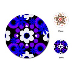 Flowers Pearls And Donuts Blue Purple White Black  Playing Cards Single Design (round) by Mazipoodles