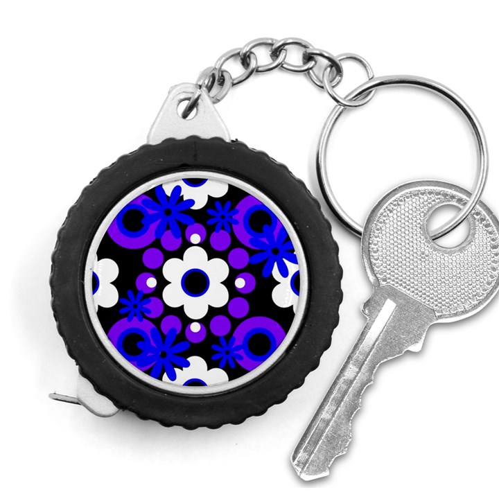 Flowers Pearls And Donuts Blue Purple White Black  Measuring Tape