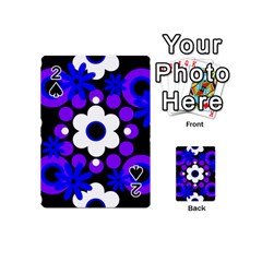 Flowers Pearls And Donuts Blue Purple White Black  Playing Cards 54 Designs (mini) by Mazipoodles