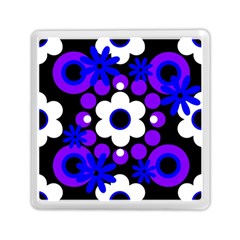 Flowers Pearls And Donuts Blue Purple White Black  Memory Card Reader (square) by Mazipoodles