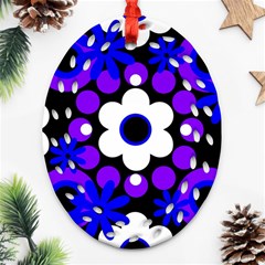 Flowers Pearls And Donuts Blue Purple White Black  Oval Filigree Ornament (two Sides) by Mazipoodles