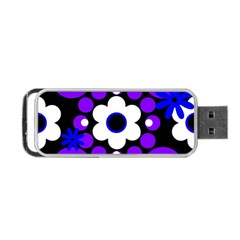 Flowers Pearls And Donuts Blue Purple White Black  Portable Usb Flash (two Sides) by Mazipoodles