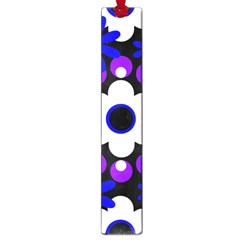 Flowers Pearls And Donuts Blue Purple White Black  Large Book Marks by Mazipoodles