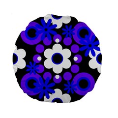 Flowers Pearls And Donuts Blue Purple White Black  Standard 15  Premium Flano Round Cushions by Mazipoodles