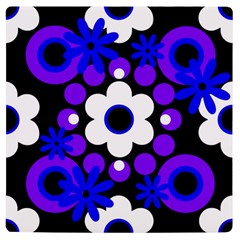 Flowers Pearls And Donuts Blue Purple White Black  Uv Print Square Tile Coaster  by Mazipoodles