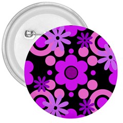 Flowers Pearl And Donuts Lilac Blush Pink Magenta Black  3  Buttons by Mazipoodles