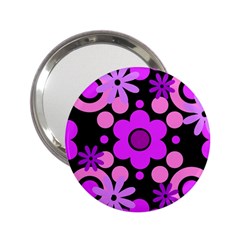 Flowers Pearl And Donuts Lilac Blush Pink Magenta Black  2 25  Handbag Mirrors by Mazipoodles