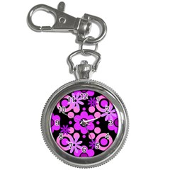 Flowers Pearl And Donuts Lilac Blush Pink Magenta Black  Key Chain Watches by Mazipoodles